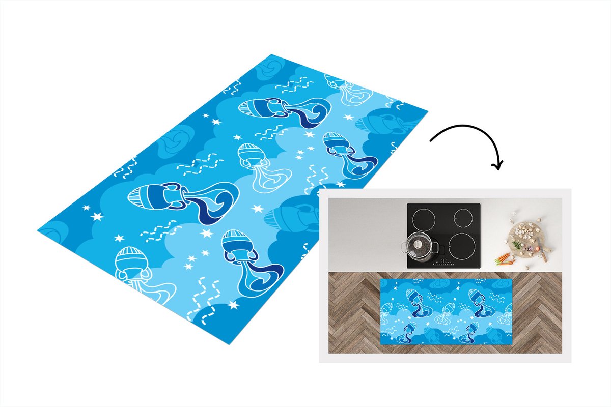 KitchenYeah Keukenloper - Loper keuken - Aquarius - Design - Zodiac - Keukenloper vinyl, foto 7