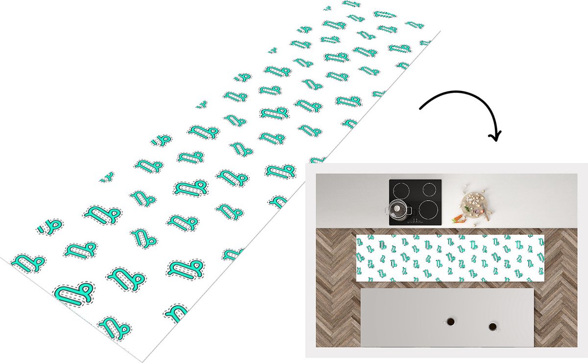 KitchenYeah Keukenloper - Loper keuken - Steenbok - Design - Astrologie - 240x60 cm - Keukenloper vinyl Multicolor