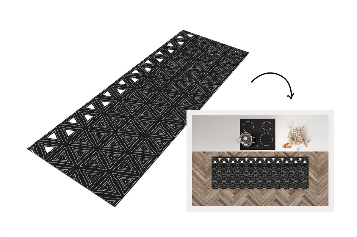 KitchenYeah Keukenloper - Loper keuken - Geometrie - Design - Mozaïek - 150x50 cm - Keukenloper vinyl Multicolor