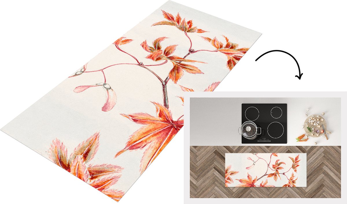 KitchenYeah Keukenloper - Loper keuken - Japanse esdoorn - Vintage - Japan - 120x50 cm - Keukenloper vinyl Multicolor