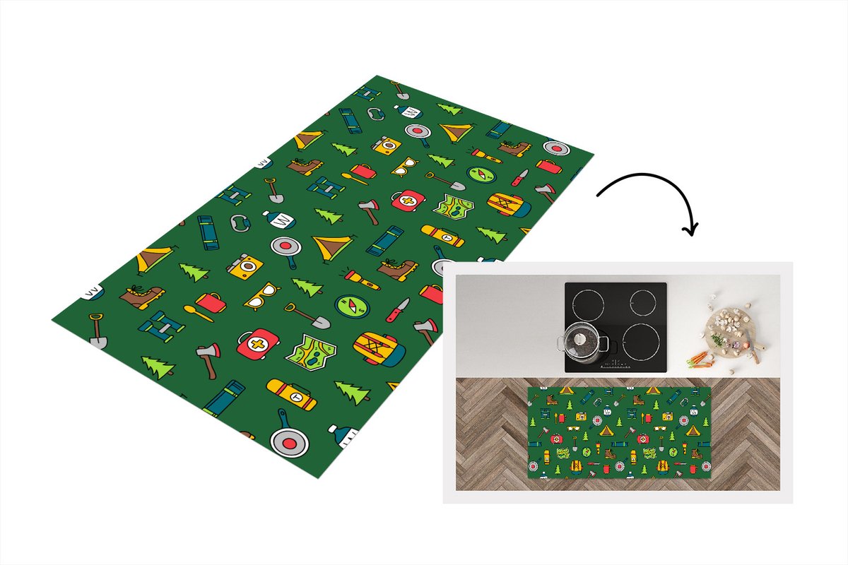 KitchenYeah Keukenloper - Loper keuken - Kamperen - Tent - Bijl - Backpack - Keukenloper vinyl multicolor, foto 2