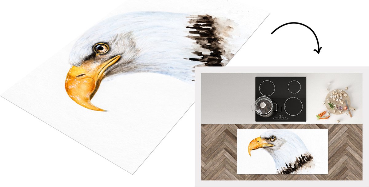 KitchenYeah Keukenloper - Loper keuken - Arend - Vogel - Waterverf - Keukenloper vinyl multicolor, foto 2