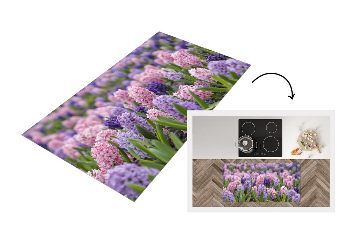 KitchenYeah Keukenloper - Loper keuken - Hyacint - Bloemen - Planten - Keukenloper vinyl multicolor, foto 2