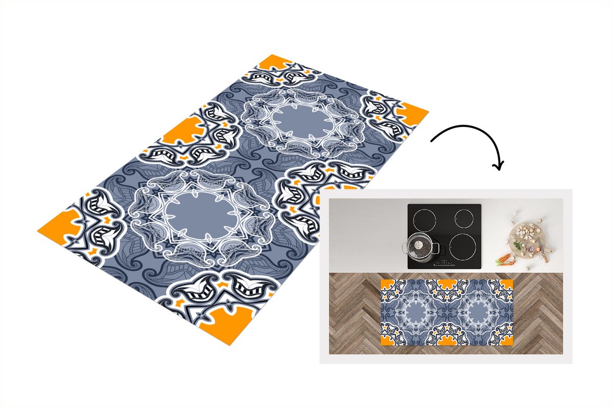 KitchenYeah Keukenloper - Loper keuken - Winter - Abstract - Bloemen - Design - 120x60 cm - Keukenloper vinyl Multicolor
