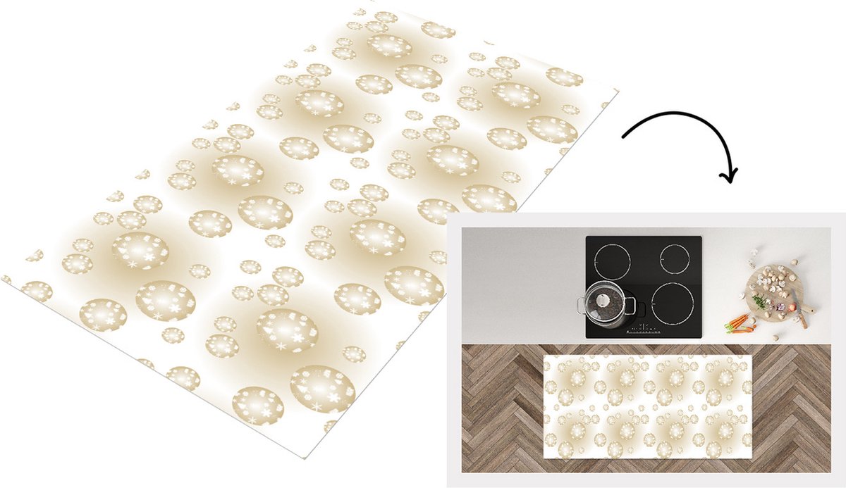 KitchenYeah Keukenloper - Loper keuken - Kerstballen - Winter - Patronen - Kerst - 120x60 cm - Keukenloper vinyl Multicolor