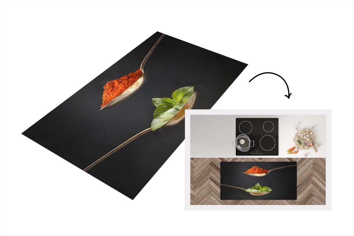 KitchenYeah Keukenloper - Loper keuken - Italiaanse kruiden op lepels - 120x60 cm - Keukenloper vinyl Multicolor
