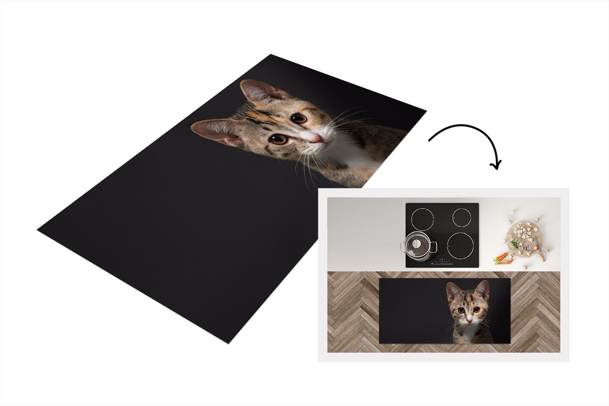 KitchenYeah Keukenloper - Loper keuken - Kat - Zwart - Portret - Keukenloper vinyl, foto 2