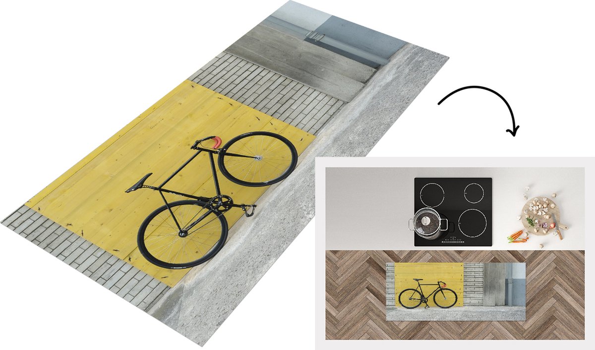 KitchenYeah Keukenloper - Loper keuken - Een racefiets op een industriële achtergrond - 120x50 cm - Keukenloper vinyl Multicolor