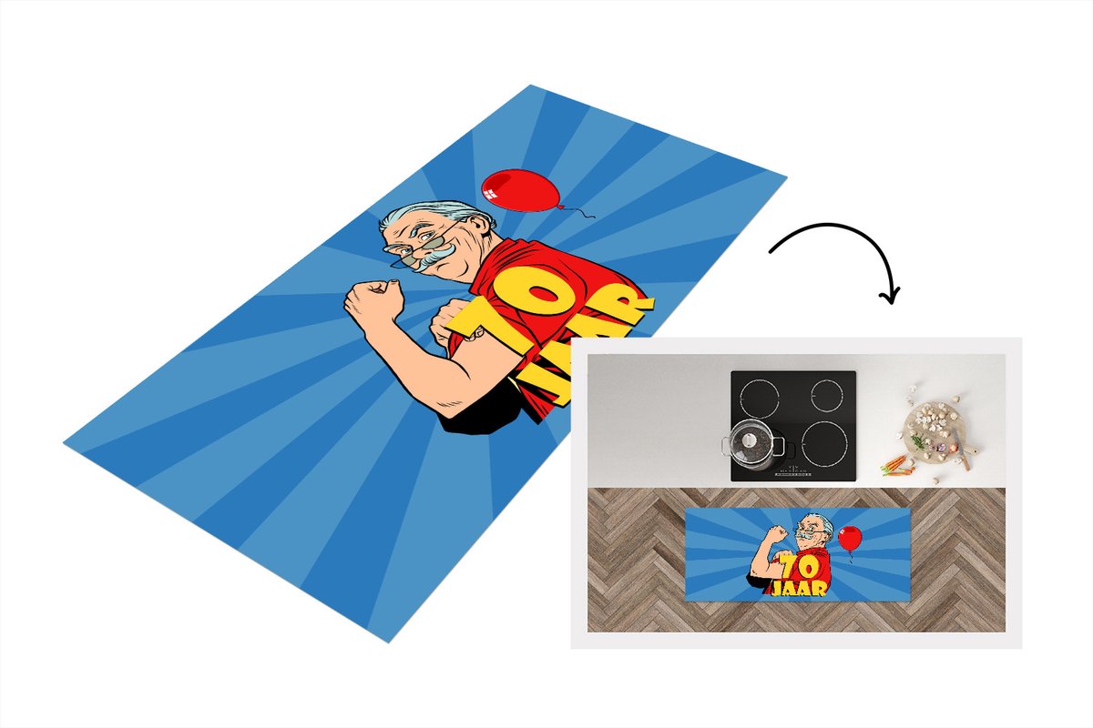 KitchenYeah Keukenloper - Loper keuken - Verjaardag - Man - 70 Jaar - 120x50 cm - Keukenloper vinyl Multicolor