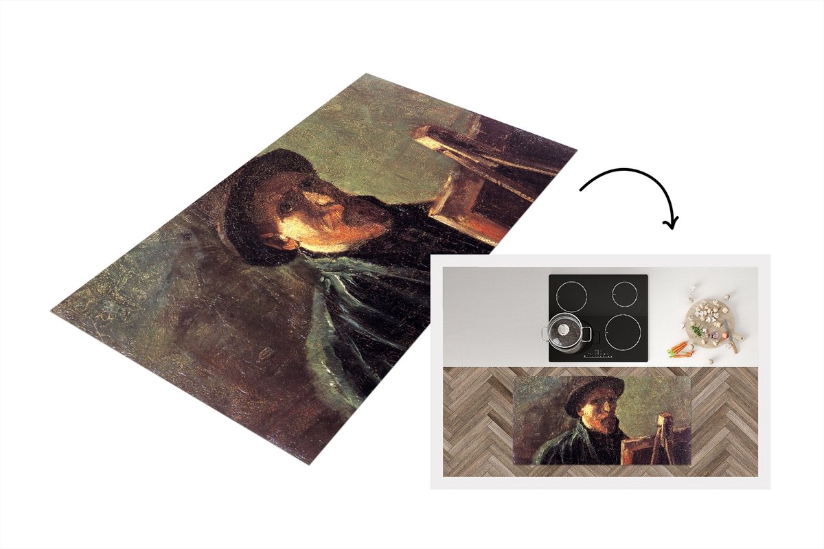 KitchenYeah Keukenloper - Loper keuken - Zelfportret als schilder - Vincent van Gogh - 120x60 cm - Keukenloper vinyl Multicolor