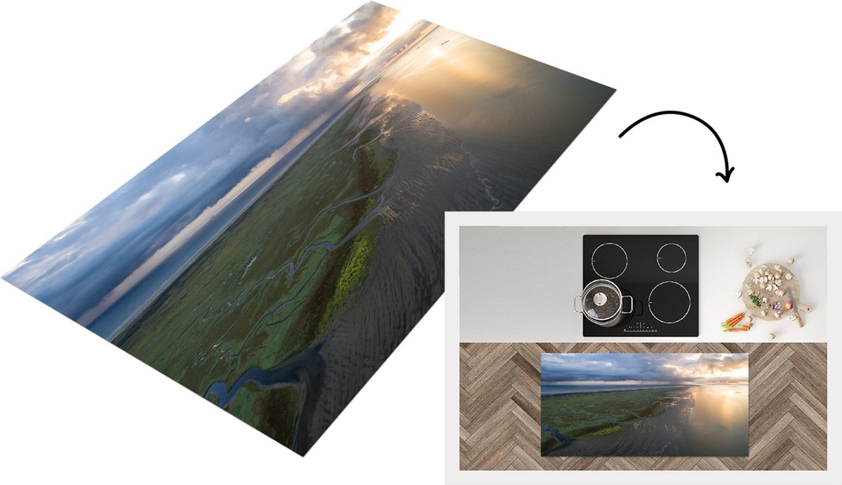 KitchenYeah Keukenloper - Loper keuken - Waddeneilanden - Water - Lucht - 120x60 cm - Keukenloper vinyl Multicolor