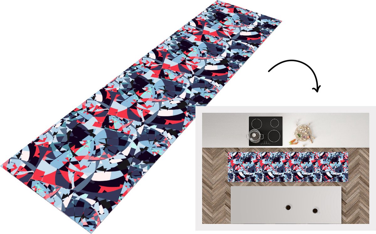 KitchenYeah Keukenloper - Loper keuken - Patroon - Abstract - Versiering - 240x60 cm - Keukenloper vinyl Multicolor
