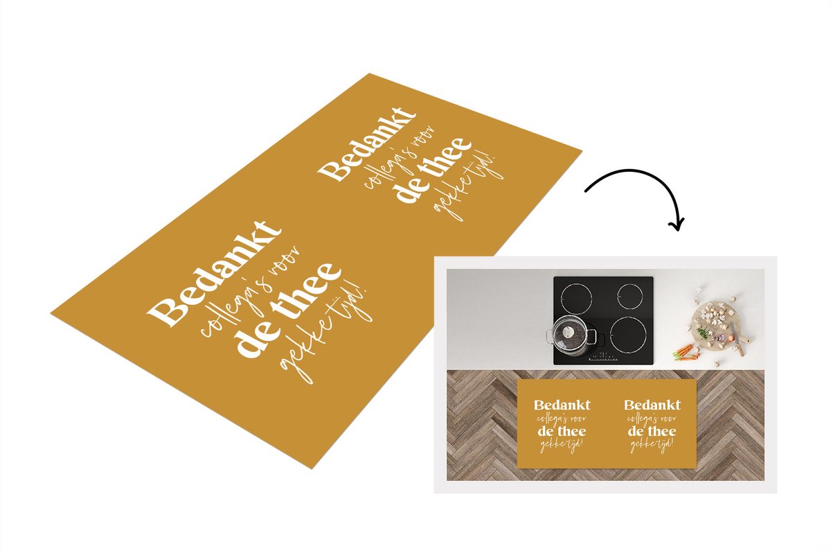 KitchenYeah Keukenloper - Loper keuken - Afscheidscadeau - Collega - Goud - 120x60 cm - Keukenloper vinyl Multicolor