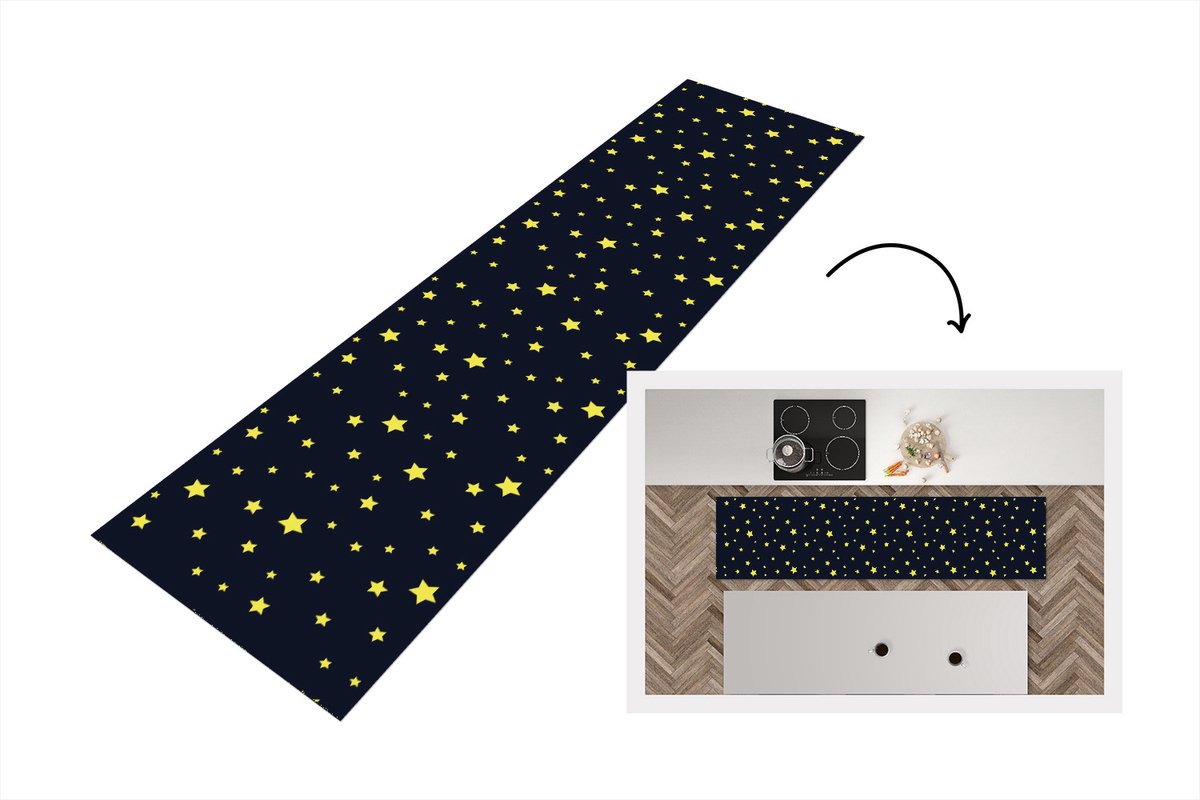 KitchenYeah Keukenloper - Loper keuken - Sterrenhemel - Nacht - Patronen - 240x60 cm - Keukenloper vinyl Multicolor