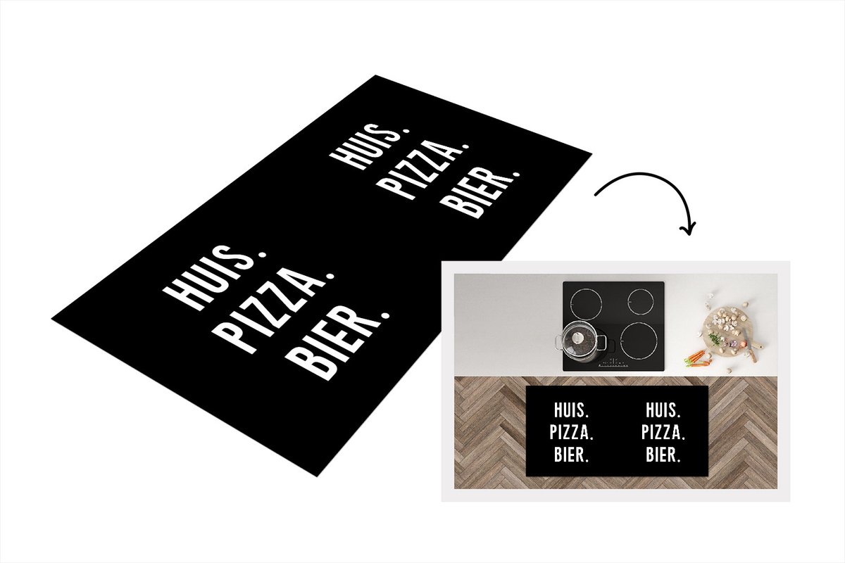 Keukenloper - Loper keuken - Huis - Bier - Quotes - 120x60 cm - Keukenloper vinyl