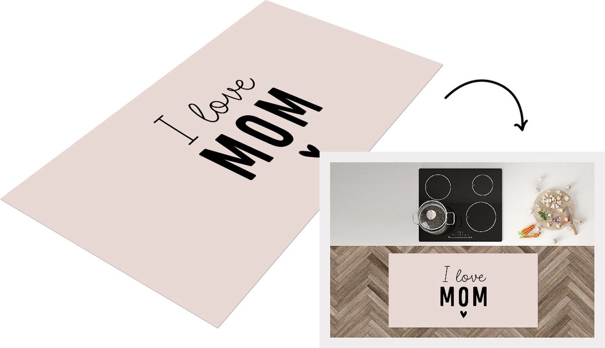 KitchenYeah Keukenloper - Loper keuken - Spreuken - Quotes I Love Mom - Mama - Moederdag - Quotes - 120x60 cm - Keukenloper vinyl Multicolor