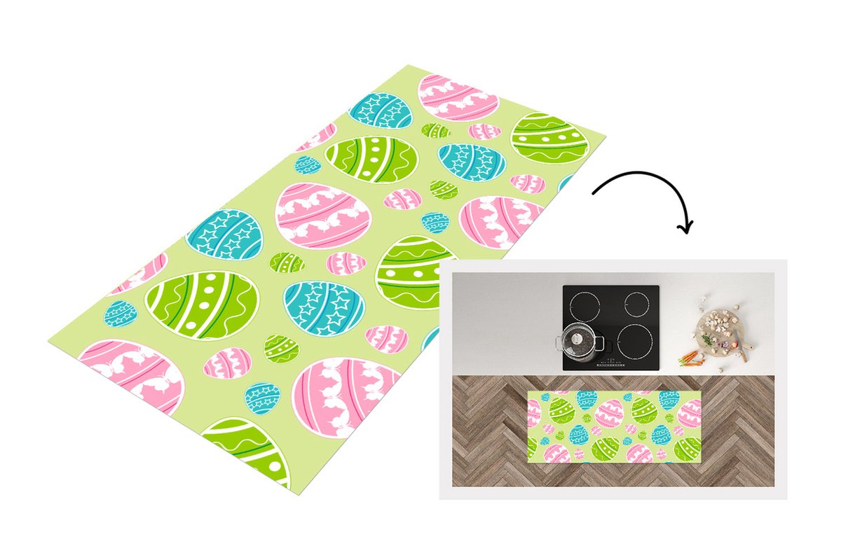 KitchenYeah Keukenloper - Loper keuken - Paasei - Patronen - Pasen - Keukenloper vinyl Multicolor