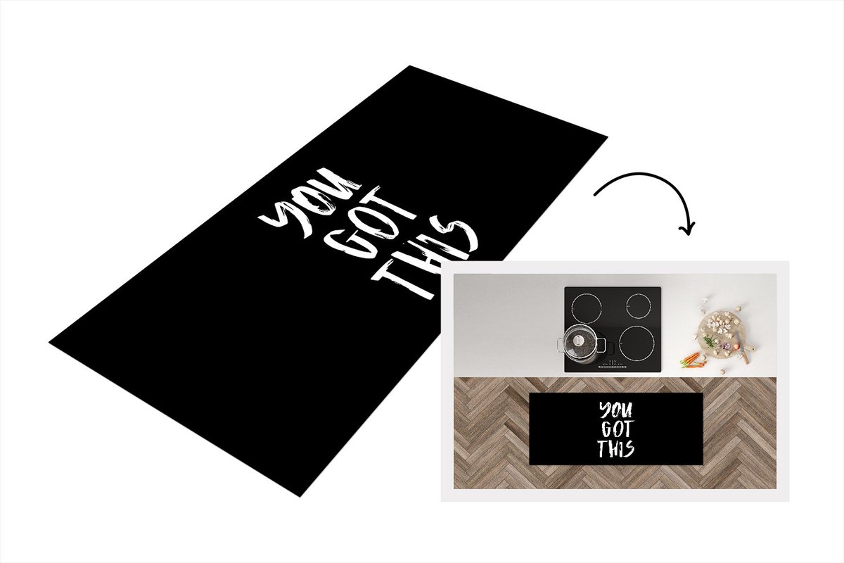 KitchenYeah Keukenloper - Loper keuken - Spreuken - Quotes - You got this - 120x50 cm - Keukenloper vinyl Multicolor