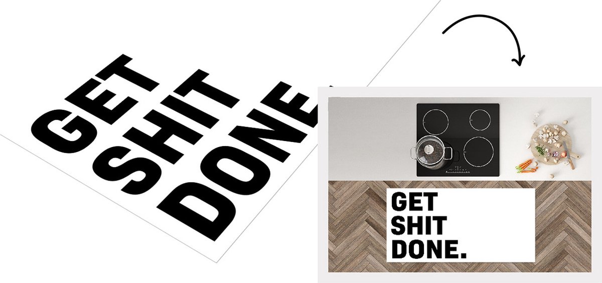 KitchenYeah Keukenloper - Loper keuken - Get shit done - Spreuken - Quotes - 120x60 cm - Keukenloper vinyl Multicolor