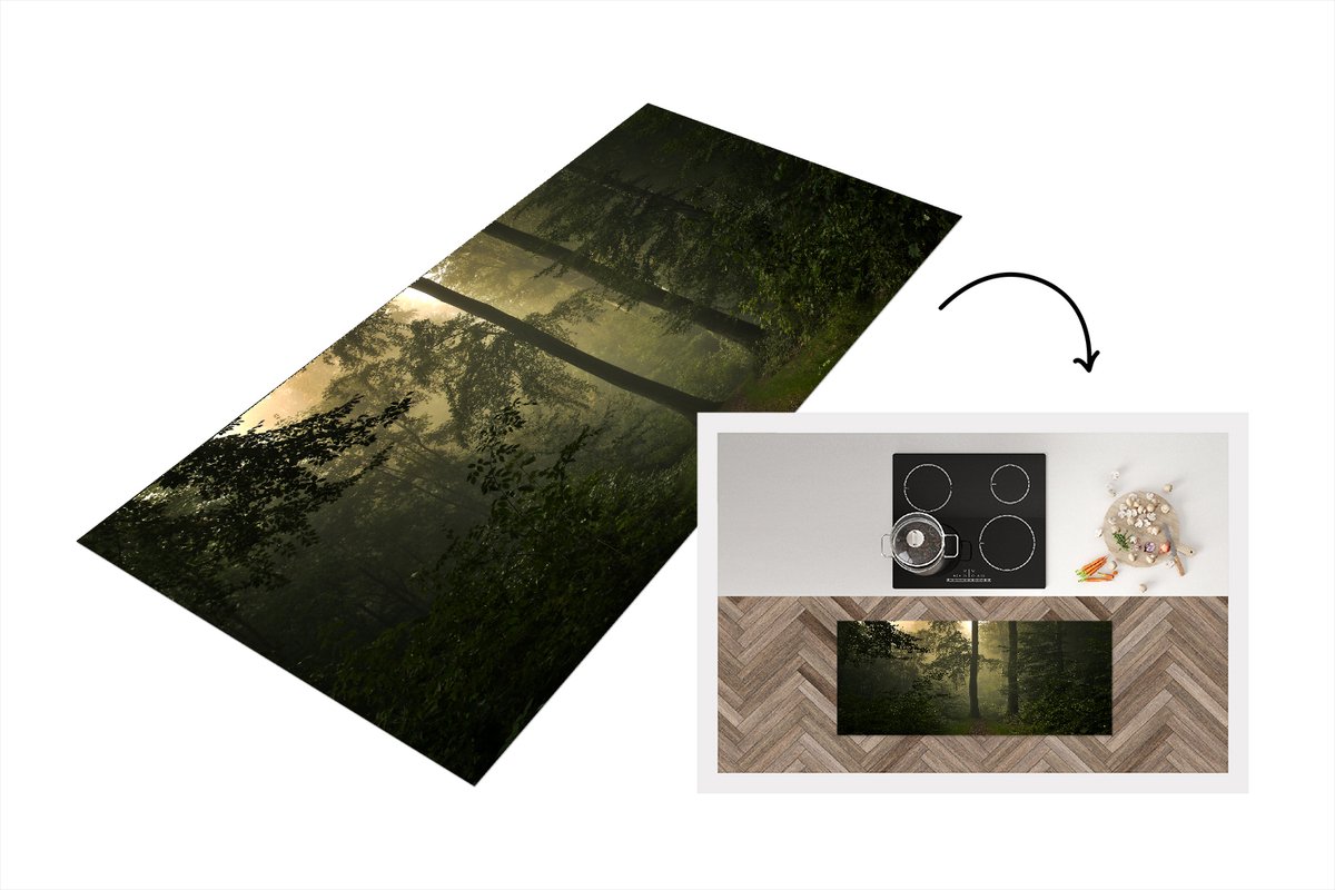 KitchenYeah Keukenloper - Loper keuken - Bos - Bomen - Groen - Planten - Bladeren - 120x50 cm - Keukenloper vinyl Multicolor