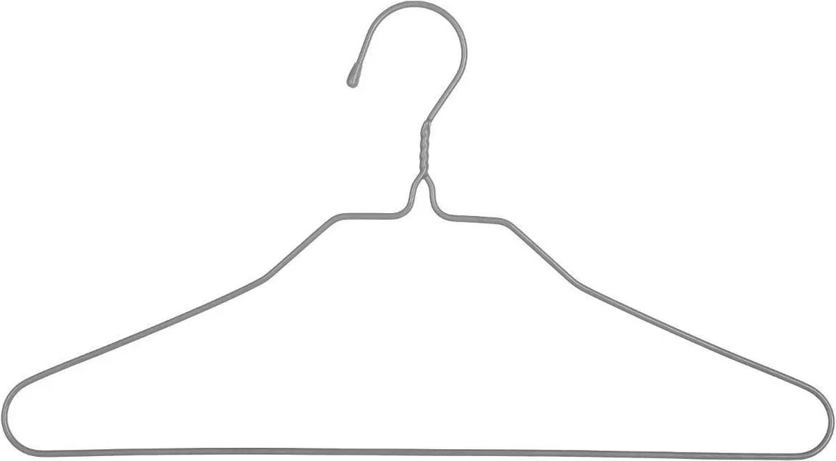 Set van 10x stuks metalen kledinghangers grijs 39 x 22 cm - Kledingkast hangers/kleerhangers