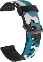 Strap-it Smartwatch bandje 20mm - camouflage bandje geschikt voor Samsung Galaxy Watch 3 41mm / Galaxy Watch 42mm / Galaxy Watch Active & Active2 40 & 44mm - Amazfit Bip - U Pro / GTS / GTS 2 / GTS 3 - blauw/wit