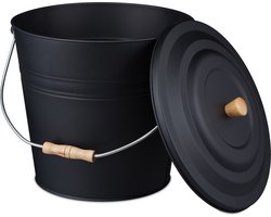 kolenemmer met deksel - 12 liter - staal - kolenemmer - open haard - pelletemmer