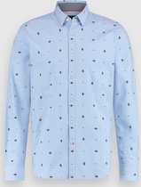 Twinlife Heren Oxford Print - Overhemden - Lichtgewicht - Elastisch - Blauw - M