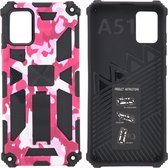 Samsung Galaxy A71 (4G) Hoesje - Rugged Extreme Backcover Camouflage met Kickstand - Pink