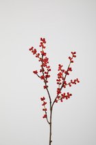 Fruittakken Bessen - topkwaliteit decoratie - Rood - zijden tak - 67 cm hoog