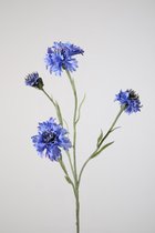 Kunstbloem Korenbloem - topkwaliteit decoratie - Blauw - zijden tak - 61 cm hoog - 2 stuks