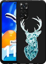 Redmi Note 11/11S Hoesje Zwart Art Deco Deer - Designed by Cazy