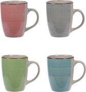 Set van 12x stuks luxe gekleurde stoneware bekers/koffiekopjes 270 ml - Kopjes/koffiebekers