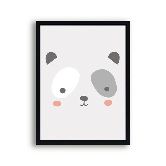 Schilderij  Panda hoofd grijs / Jungle / Safari / 40x30cm