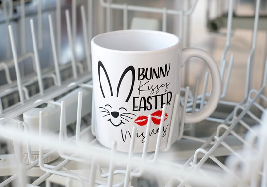 Tasse de Pâques Lapin embrasse les souhaits de Pâques | Cadeau de Pâques | Pâques | Décoration de Pâques | Décoration de Pasen | Cadeaux drôles | Tasse de café | Gobelet à café | Tasse à thé | Tasse de thé