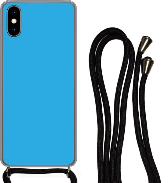 Coque avec cordon iPhone X - Blauw - Légère - Design - Siliconen - Bandoulière - Coque arrière avec cordon - Coque pour téléphone avec cordon - Coque avec corde