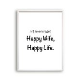 Schilderij  Happy wife happy life! / Motivatie / Teksten / 40x30cm