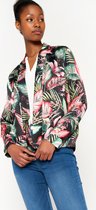 LOLALIZA Jasje met bloemenprint - Zwart - Maat 48