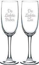 Gegraveerde Champagneglas 16,5cl De Liefste Broer-De Liefste Zus