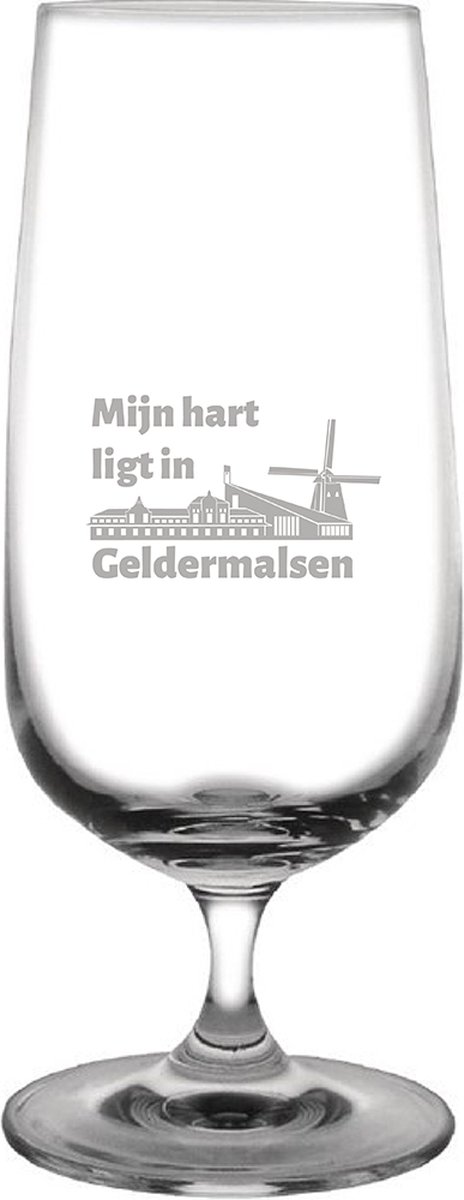 Gegraveerde bierglas op voet 41cl Geldermalsen