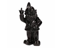 Stoobz design Tuinkabouter - zwart - fuck you middelvinger - 30 cm