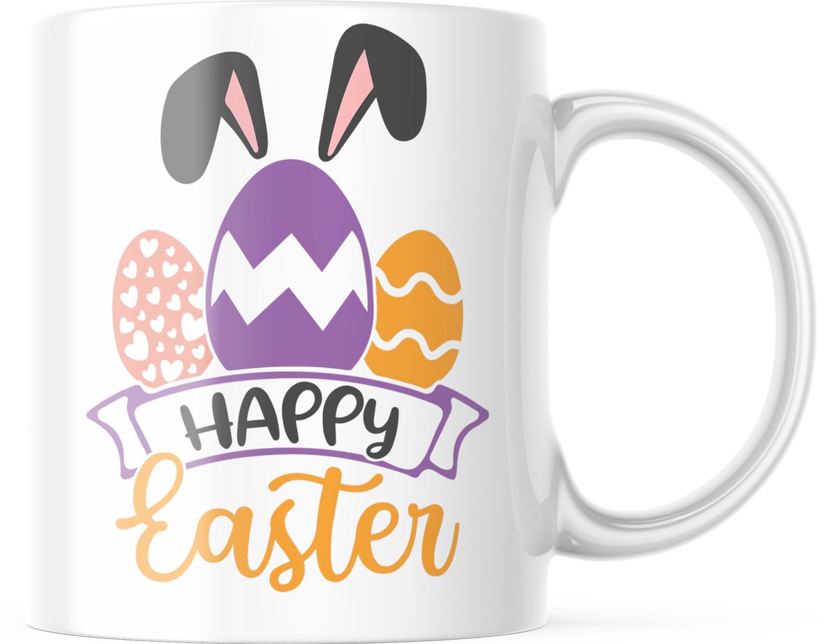 Paas Mok HappyEaster bunny ears | Paas cadeau | Pasen | Paasdecoratie | Pasen Decoratie | Grappige Cadeaus | Koffiemok | Koffiebeker | Theemok | Theebeker