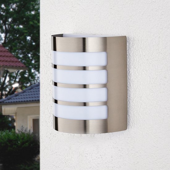 Lindby - Applique d'extérieur - 1lumière - acier inoxydable, polycarbonate - H: 20 cm - E27 - Acier inoxydable, blanc