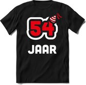 54 Jaar Feest kado T-Shirt Heren / Dames - Perfect Verjaardag Cadeau Shirt - Wit / Rood - Maat XXL