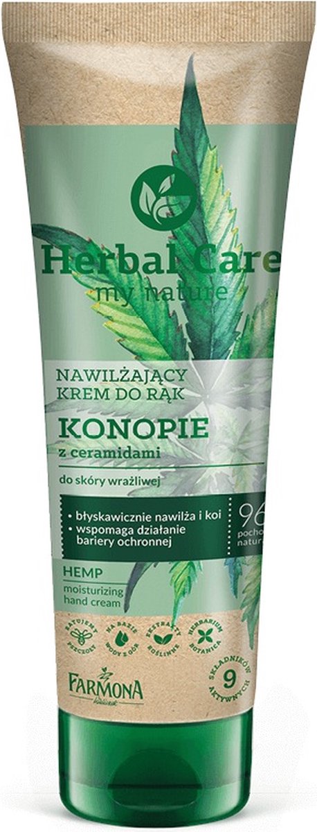 Herbal Care vochtinbrengende handcrème Hennep met Ceramiden 100ml
