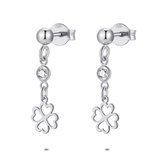 Boucles d' Boucles d'oreilles Twice As Nice en argent, trèfle pendant, 1 oxyde de zirconium