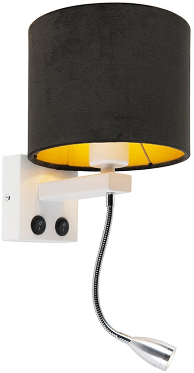 Qazqa moderne wandlamp - Brescia Combi - zwart, rond, max. 60W, geschikt voor led, 2-lichts, 42cm, ideaal als hal, keuken, slaapkamer en woonkamer