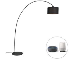 QAZQA vinossa - Moderne Dimbare LED Smart Staande booglamp incl. wifi met Dimmer - 1 lichts - H 174 cm - Zwart - Woonkamer
