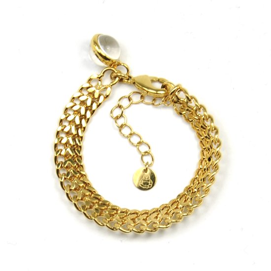 Armband Snake Chain Goud | 18 karaat gouden plating | Messing | Schakelarmband - 15 cm + 4 cm extra | Buddha Ibiza