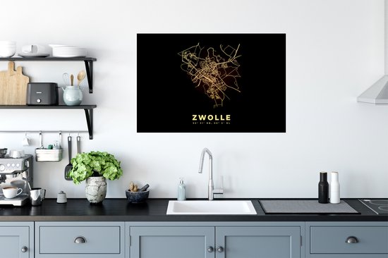 Stickers muraux - Film autocollant - Zwolle - Plan de la ville - Carte - Carte - 90x60 cm - Film adhésif - Stickers muraux Chambre d'enfant - Papier peint autocollant